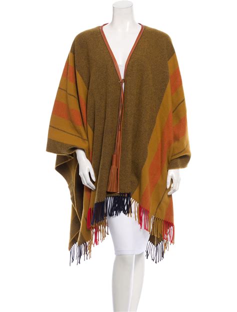 hermes fringed poncho terra cotta gold cream|Hermès.